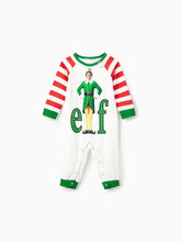 Conjunto de pijama a rayas con estampado de elfo navideño a juego para toda la familia